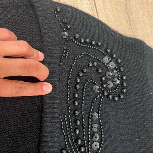 Worthington Vintage Black Silk/Angora/Lambswool Blend V-Neck Cardigan Sweater L - Picture 7 of 11